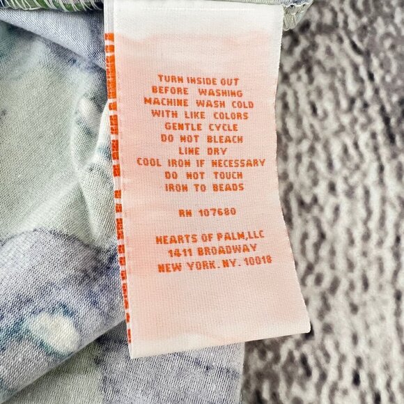 Hearts Of Palm Womens XL Blue Green Abstract V-Neck 3/4 Sleeve Top With Sequins - Picture 7 of 7